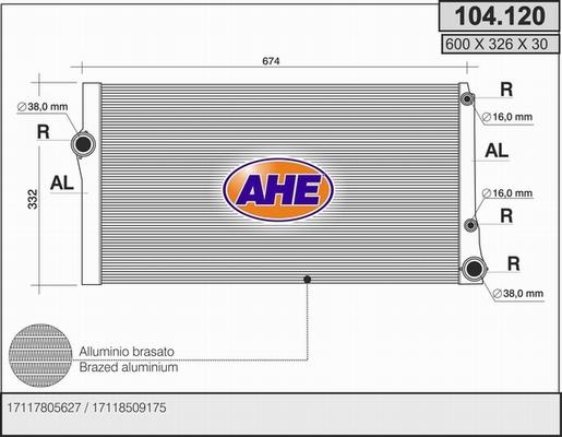 AHE 104.120 - Радіатор, охолодження двигуна autozip.com.ua