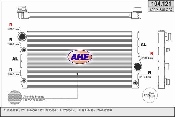 AHE 104.121 - Радіатор, охолодження двигуна autozip.com.ua