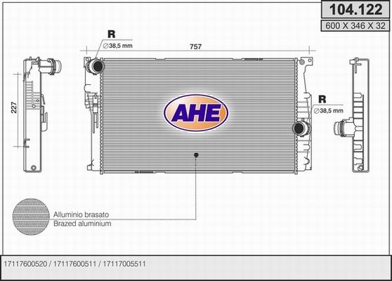 AHE 104.122 - Радіатор, охолодження двигуна autozip.com.ua