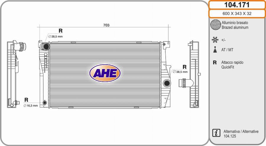 AHE 104.171 - Радіатор, охолодження двигуна autozip.com.ua