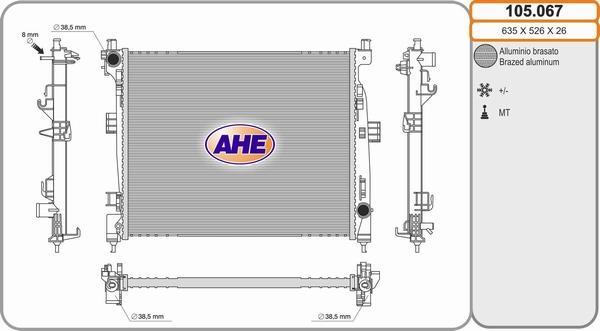 AHE 105.067 - Радіатор, охолодження двигуна autozip.com.ua