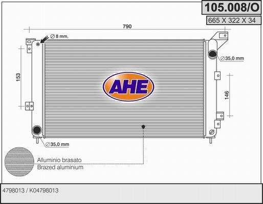 AHE 105.008/O - Радіатор, охолодження двигуна autozip.com.ua