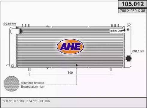 AHE 105.012 - Радіатор, охолодження двигуна autozip.com.ua
