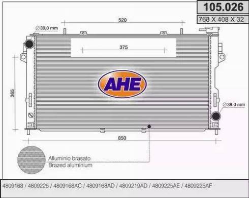 AHE 105.026 - Радіатор, охолодження двигуна autozip.com.ua