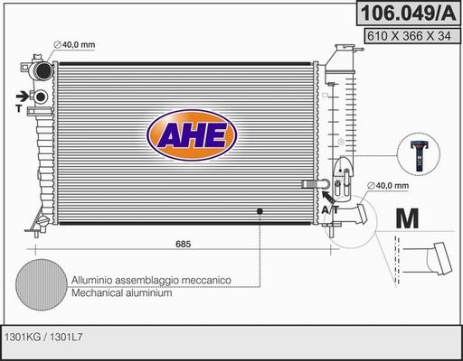 AHE 106.049/A - Радіатор, охолодження двигуна autozip.com.ua