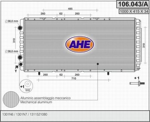 AHE 106.043/A - Радіатор, охолодження двигуна autozip.com.ua