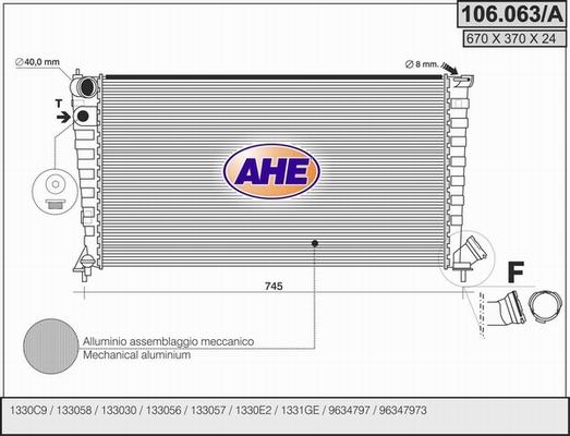 AHE 106.063/A - Радіатор, охолодження двигуна autozip.com.ua
