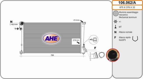 AHE 106.062/A - Радіатор, охолодження двигуна autozip.com.ua
