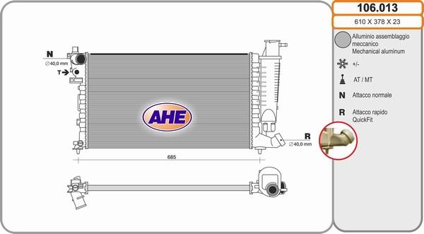 AHE 106.013 - Радіатор, охолодження двигуна autozip.com.ua