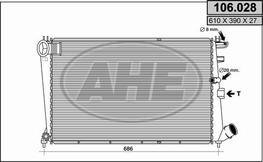 AHE 106.028 - Радіатор, охолодження двигуна autozip.com.ua