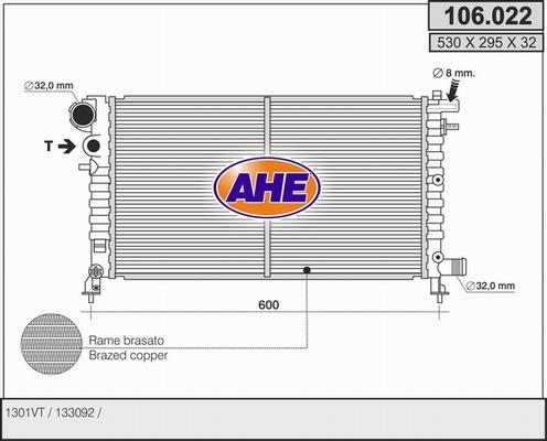 AHE 106.022 - Радіатор, охолодження двигуна autozip.com.ua