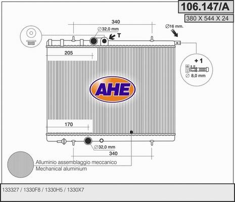 AHE 106.147/A - Радіатор, охолодження двигуна autozip.com.ua