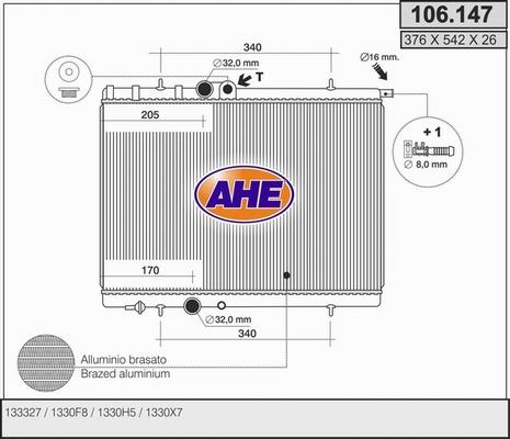 AHE 106.147 - Радіатор, охолодження двигуна autozip.com.ua