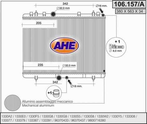 AHE 106.157/A - Радіатор, охолодження двигуна autozip.com.ua