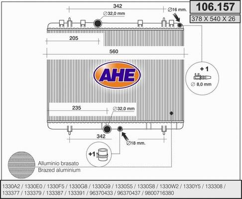 AHE 106.157 - Радіатор, охолодження двигуна autozip.com.ua
