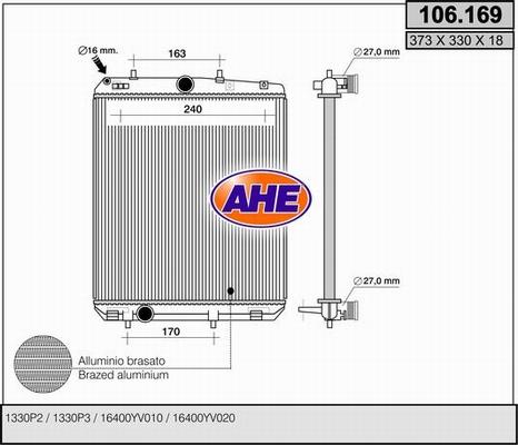 AHE 106.169 - Радіатор, охолодження двигуна autozip.com.ua