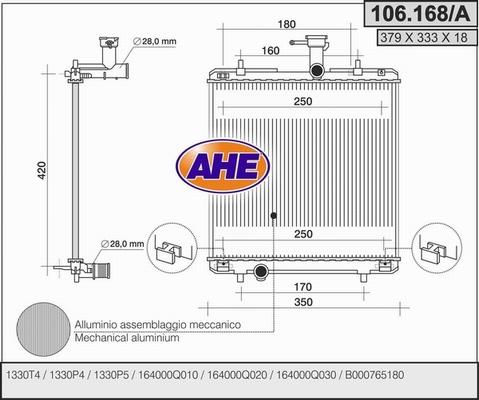 AHE 106.168/A - Радіатор, охолодження двигуна autozip.com.ua