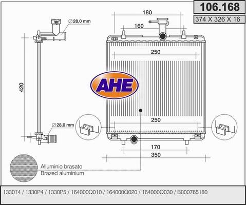 AHE 106.168 - Радіатор, охолодження двигуна autozip.com.ua