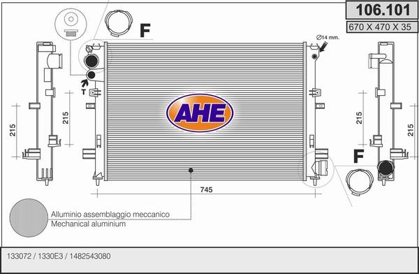 AHE 106.101 - Радіатор, охолодження двигуна autozip.com.ua