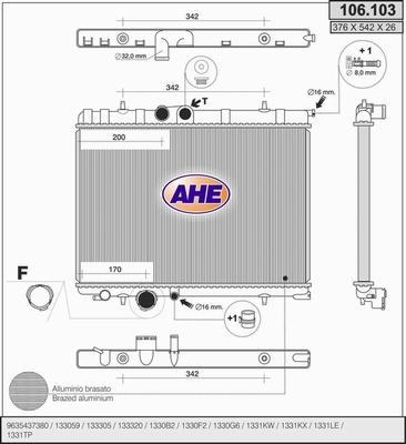 AHE 106.103 - Радіатор, охолодження двигуна autozip.com.ua