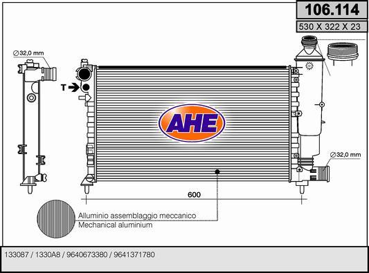 AHE 106.114 - Радіатор, охолодження двигуна autozip.com.ua