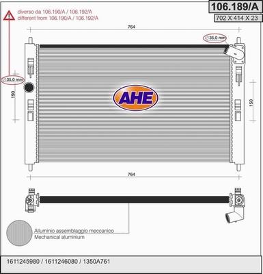 AHE 106.189/A - Радіатор, охолодження двигуна autozip.com.ua