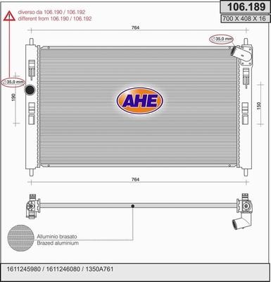 AHE 106.189 - Радіатор, охолодження двигуна autozip.com.ua