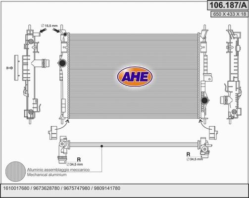 AHE 106.187/A - Радіатор, охолодження двигуна autozip.com.ua