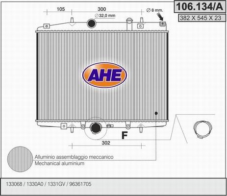 AHE 106.134/A - Радіатор, охолодження двигуна autozip.com.ua