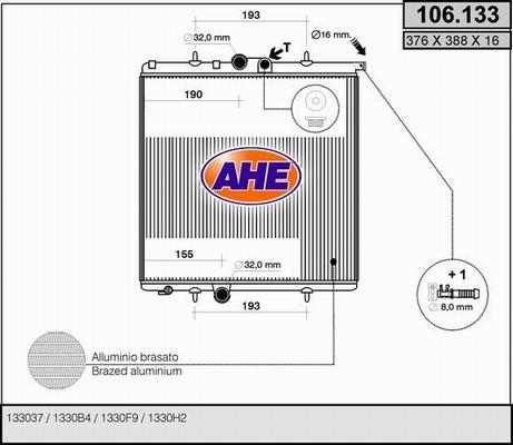 AHE 106.133 - Радіатор, охолодження двигуна autozip.com.ua