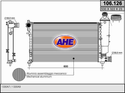 AHE 106.126 - Радіатор, охолодження двигуна autozip.com.ua