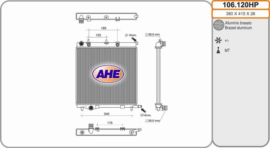 AHE 106.120HP - Радіатор, охолодження двигуна autozip.com.ua