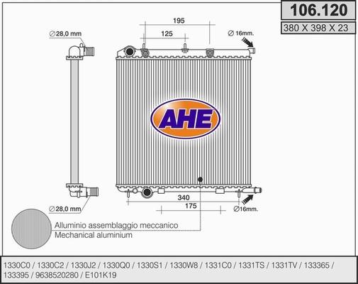 AHE 106.120 - Радіатор, охолодження двигуна autozip.com.ua