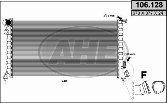 AHE 106.128 - Радіатор, охолодження двигуна autozip.com.ua