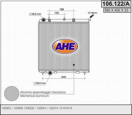 AHE 106.122/A - Радіатор, охолодження двигуна autozip.com.ua