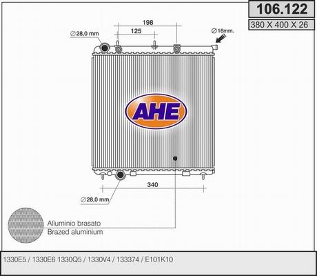 AHE 106.122 - Радіатор, охолодження двигуна autozip.com.ua