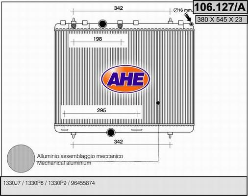 AHE 106.127/A - Радіатор, охолодження двигуна autozip.com.ua