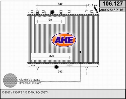 AHE 106.127 - Радіатор, охолодження двигуна autozip.com.ua