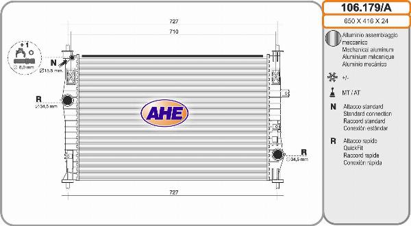 AHE 106.179/A - Радіатор, охолодження двигуна autozip.com.ua