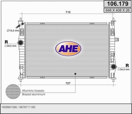 AHE 106.179 - Радіатор, охолодження двигуна autozip.com.ua