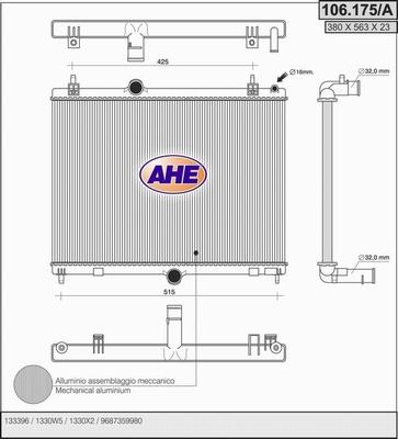 AHE 106.175/A - Радіатор, охолодження двигуна autozip.com.ua