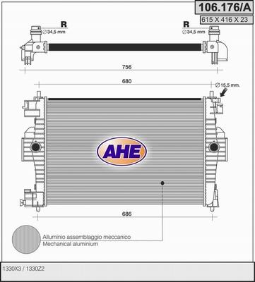 AHE 106.176/A - Радіатор, охолодження двигуна autozip.com.ua