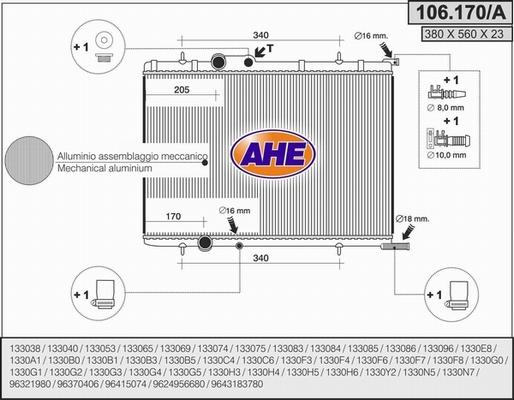 AHE 106.170/A - Радіатор, охолодження двигуна autozip.com.ua