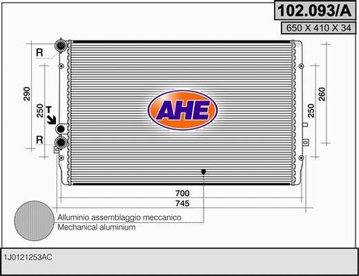 AHE 102.093/A - Радіатор, охолодження двигуна autozip.com.ua