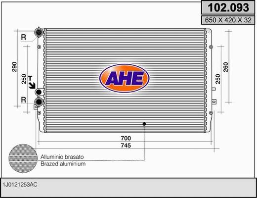 AHE 102.093 - Радіатор, охолодження двигуна autozip.com.ua