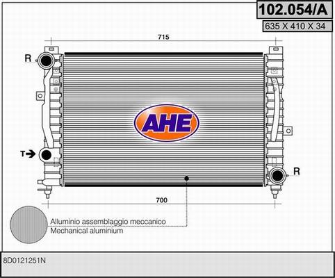 AHE 102.054/A - Радіатор, охолодження двигуна autozip.com.ua