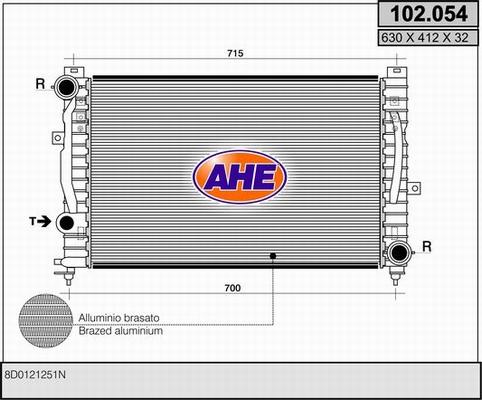 AHE 102.054 - Радіатор, охолодження двигуна autozip.com.ua