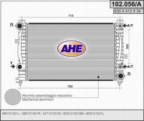 AHE 102.056/A - Радіатор, охолодження двигуна autozip.com.ua