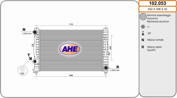 AHE 102.053 - Радіатор, охолодження двигуна autozip.com.ua
