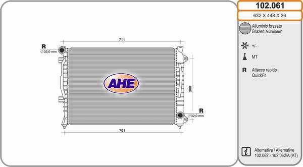 AHE 102.061 - Радіатор, охолодження двигуна autozip.com.ua